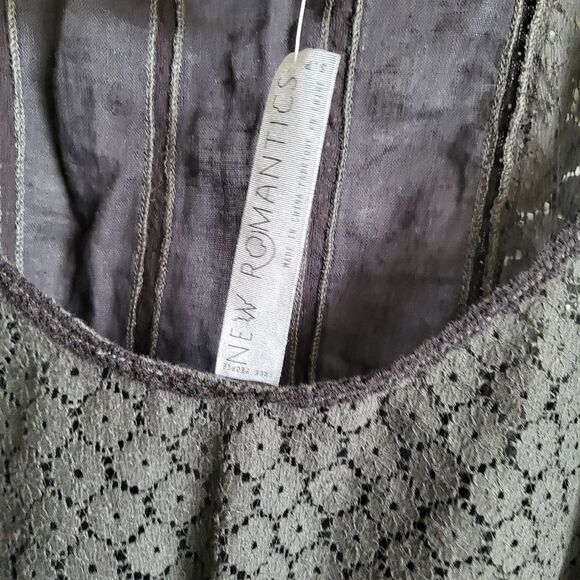 FREE PEOPLE BLACK NEW ROMANTICS SLEEVELESS LACE SHEER TANK NWT SZ S - Picture 8 of 11